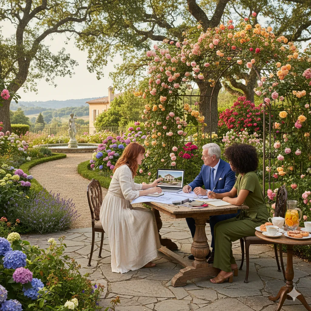 Design consultation session in a beautiful garden